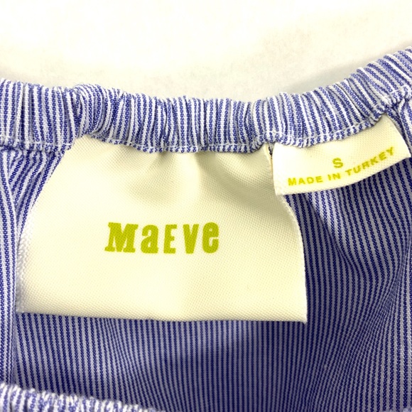 MAEVE ANTHROPOLOGIE 3/4 Long Sleeve Top Blue White Pinstripe Small H28 - Picture 3 of 5